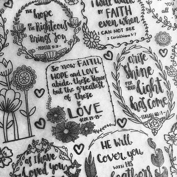 Elan Pottery Underglaze Transfer - Verses Black - 19" x 13"