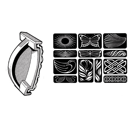 California Pot Tools Rocker Stamp #A with 12 Patterns | Clay King