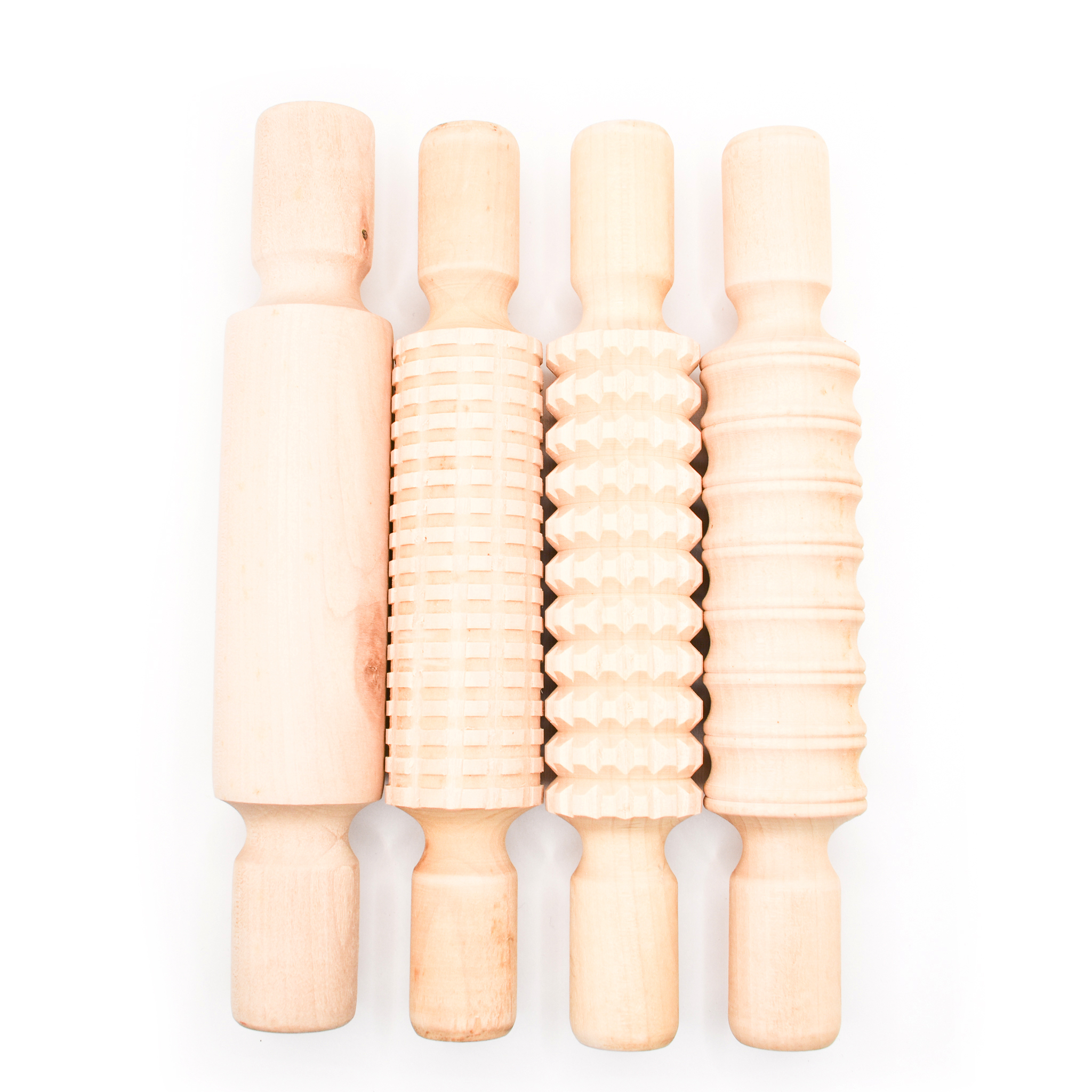 Wholesale PINS4 Wooden Pattern Rolling Pins Set of 4