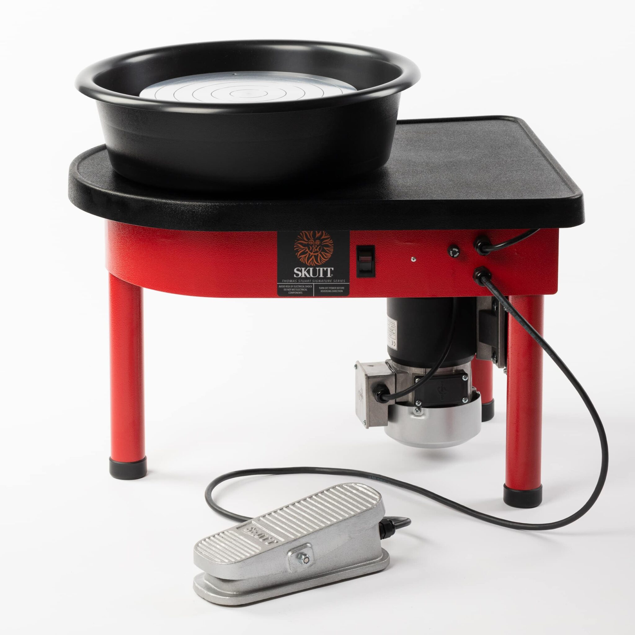 Skutt Prodigy Pottery Wheel in Bold Red with Removable Splash Pan