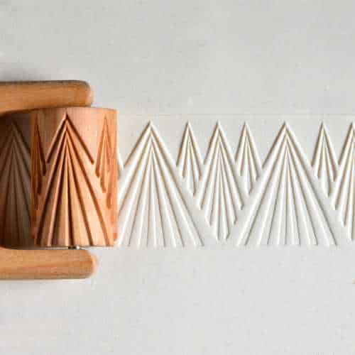 MKM Large Zig Zag Clay Roller - Wooden Pottery Tool With 2.4" Pattern