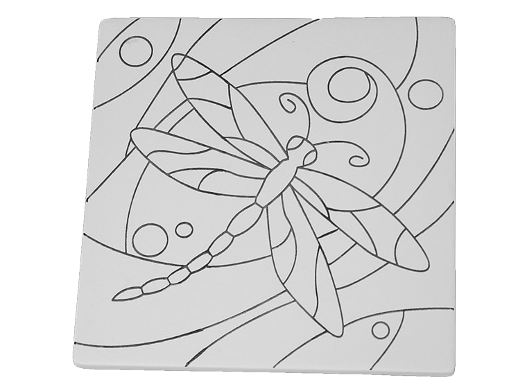 Wholesale Bisqueware - 6636-L Dragonfly Party Tile
