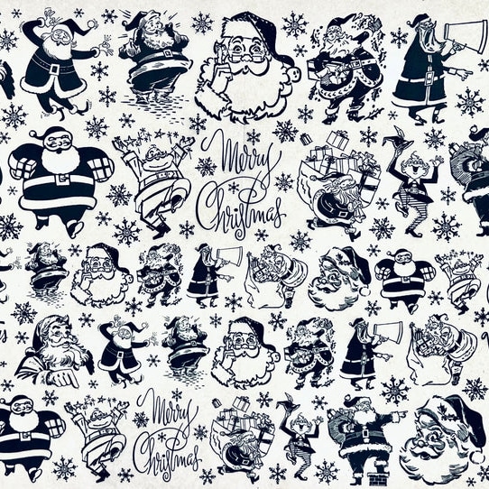 Elan Pottery Underglaze Transfer - Vintage Santa Black - 19" x 13"