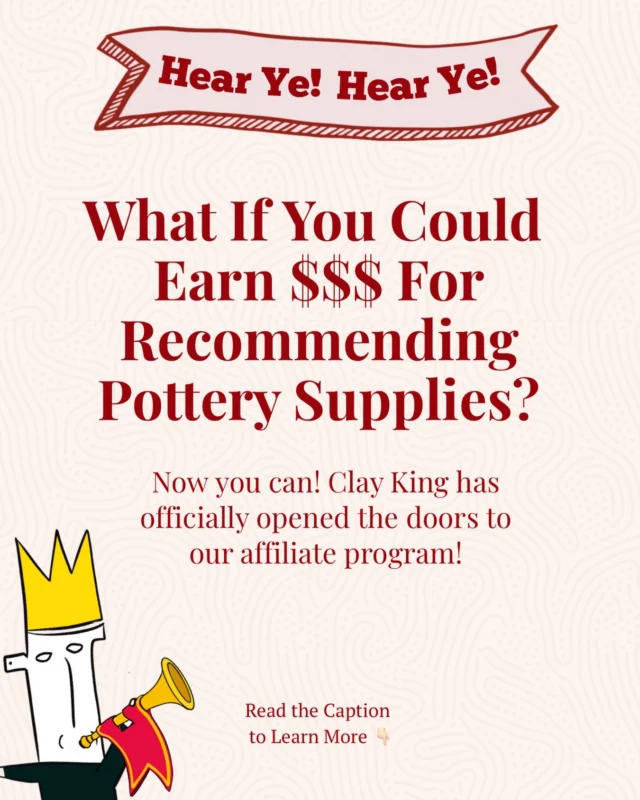 Fat Stacks Await! 💰💰💰
Ok, but seriously, we’ve finally opened the gates on our affiliate program. If you find yourself regularly giving glaze, clay, or kiln recommendations- now is your time to get paid for it. 

Visit the link in our bio titled “Join the Clay King Affiliate Program” to learn the program details, and submit an application to be considered eligible. 
In the application, please include links to your website, social media profiles, and or list the ways you plan to promote Clay King products. 
Leave any questions in the comments!
-The Clay King

#clayking #pottersofinstagram #ceramics #pottery #clay
